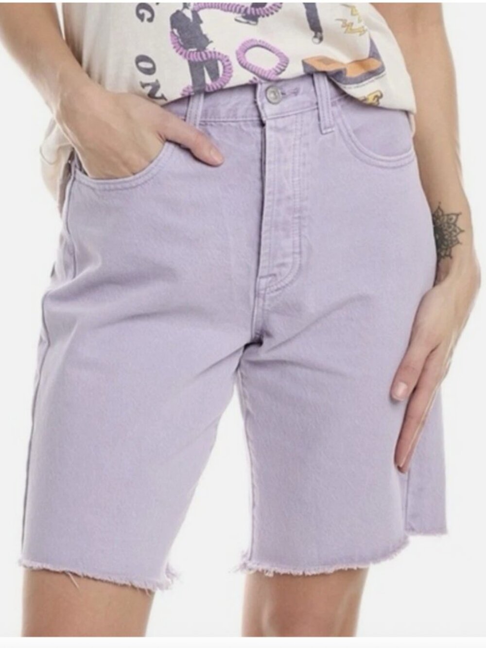 7 For All Mankind Women's Easy James Lavender Jean Shorts